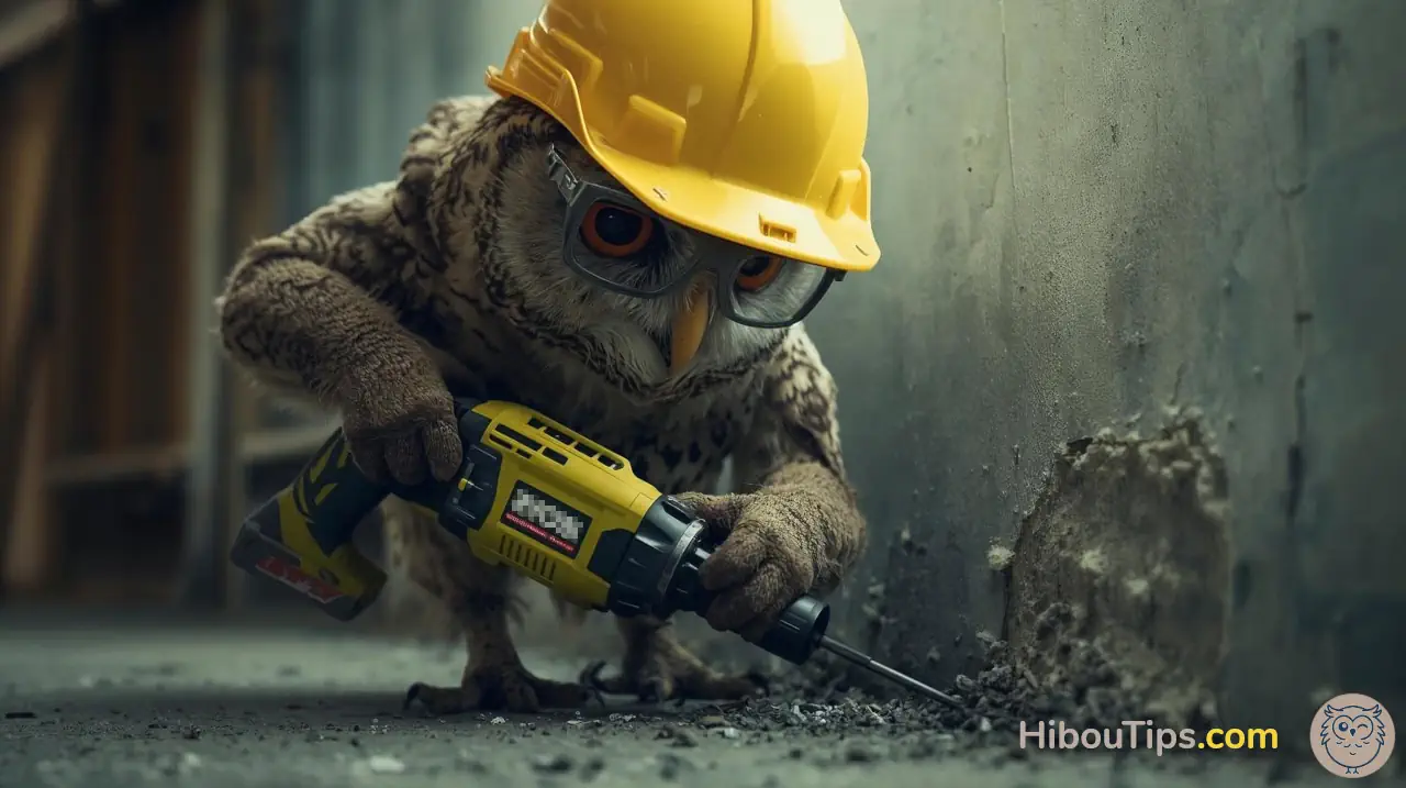 Hiboutips utilise un perforateur pour ses travaux