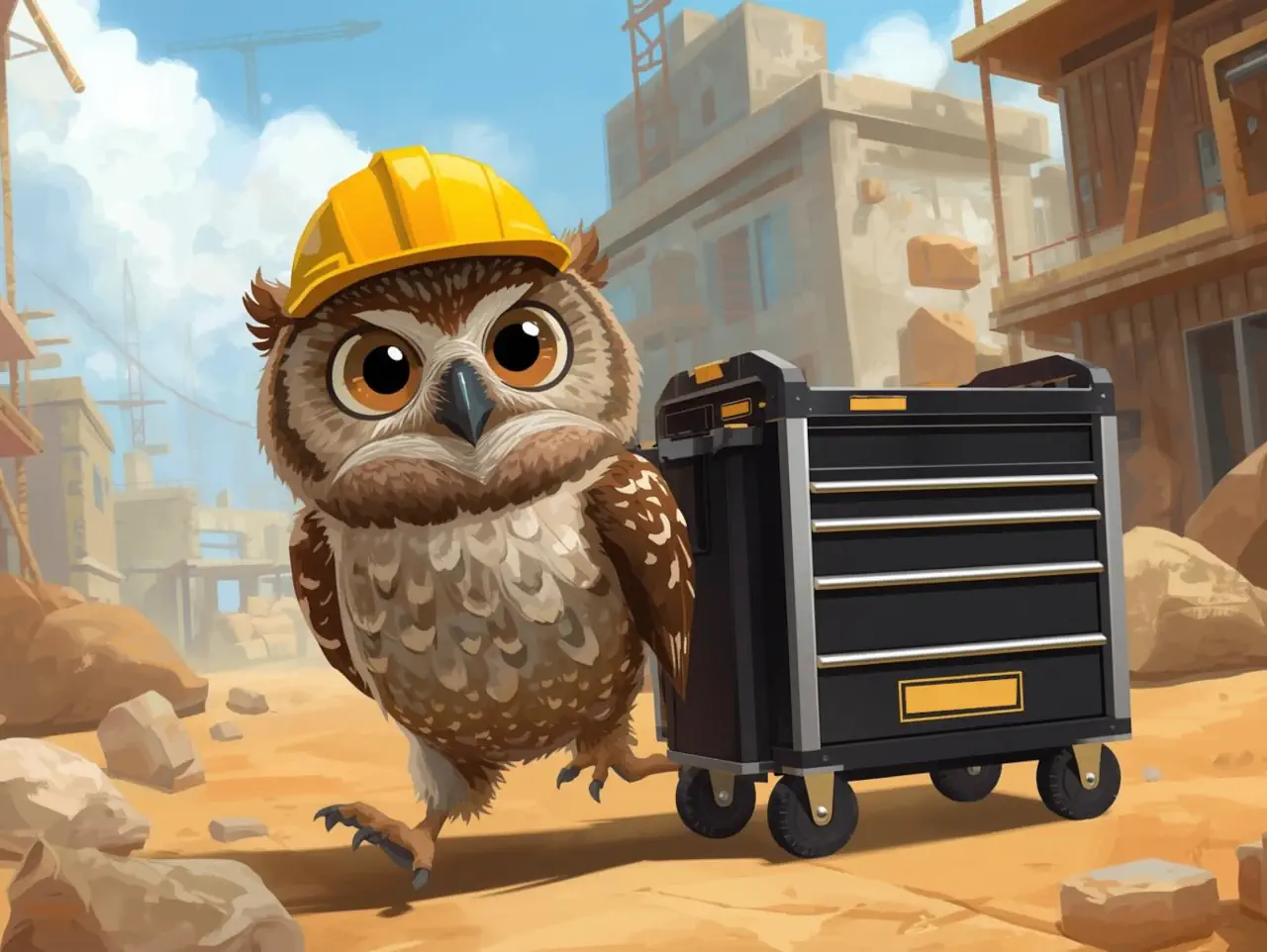 Hibou avec une caisse à outils modulable