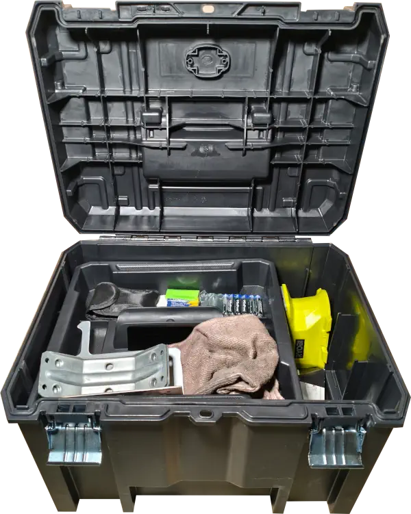 Mallette Stanley Pro-Stack coffret grand volume 23 litres vue de l'intérieur