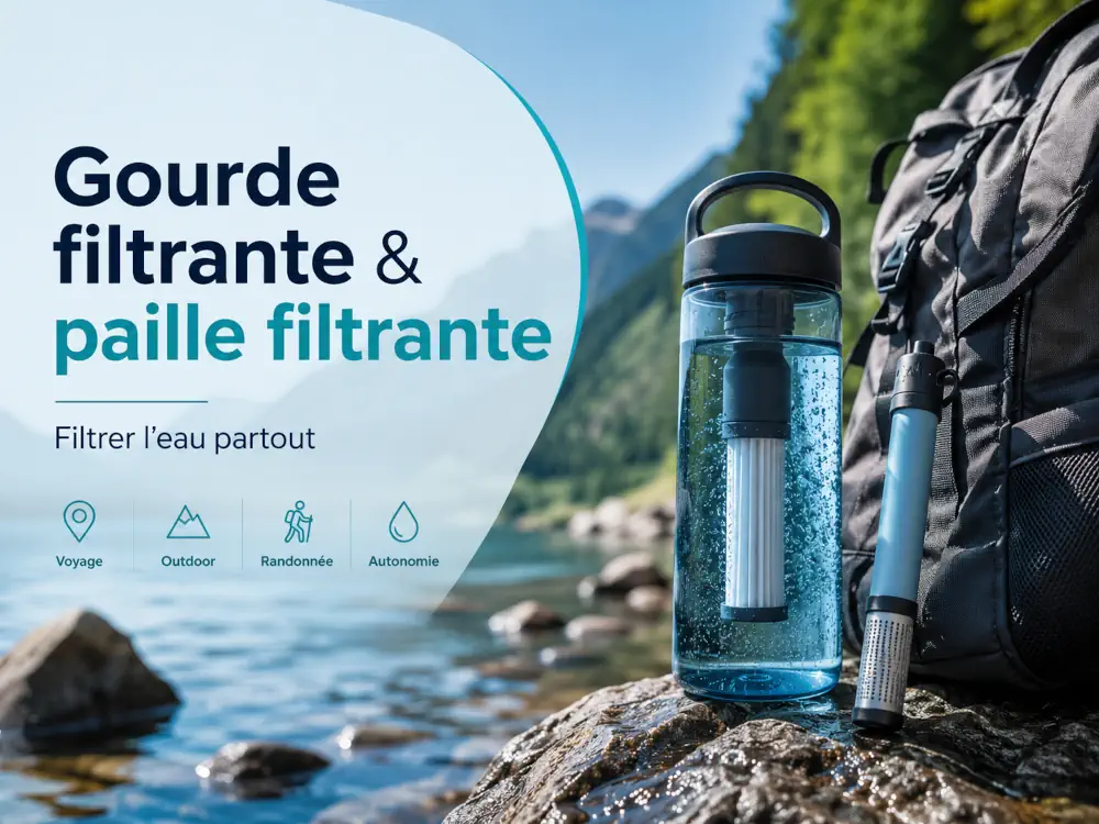 Gourde filtrante et paille filtrante pour activités outdoor