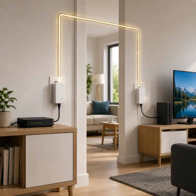 Boîtiers CPL installés dans une maison