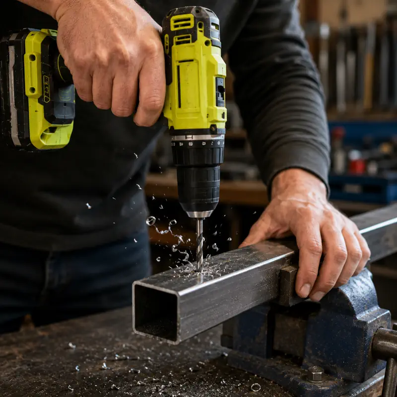 Percement de métal avec une visseuse Ryobi