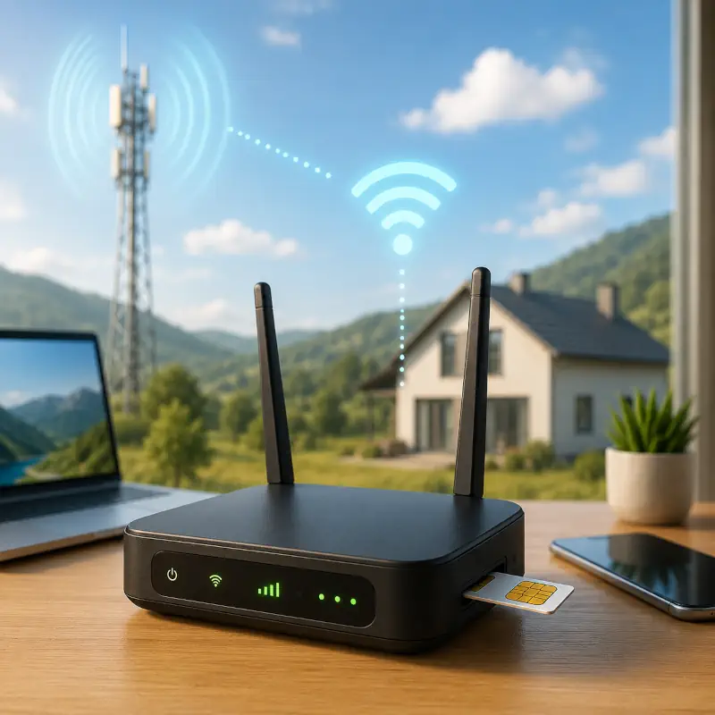 Un routeur 4G/5G installé dans une maison autonome