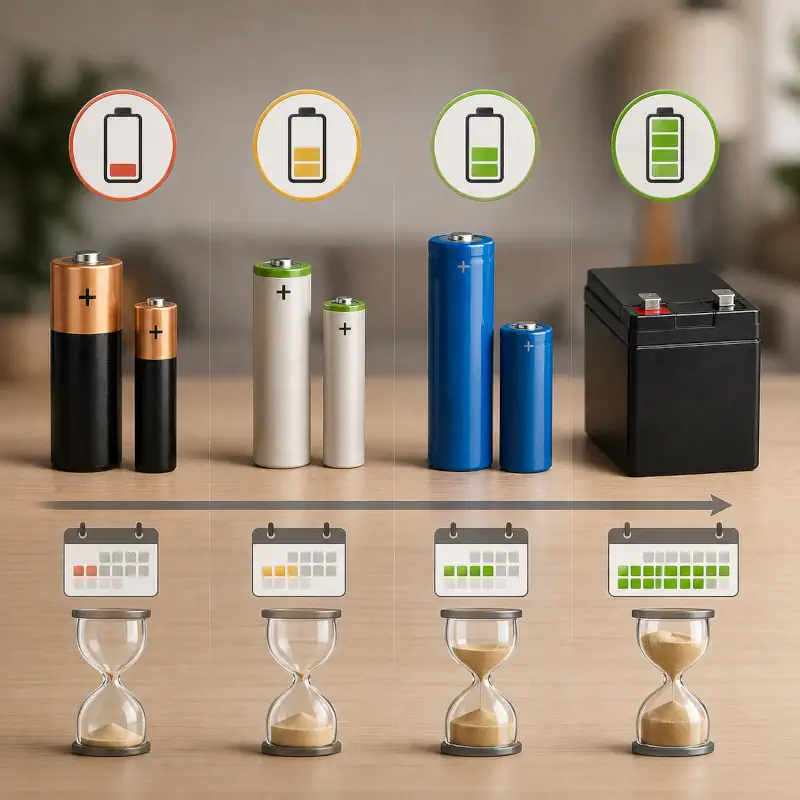Durée de vie des piles et batteries selon la technologie